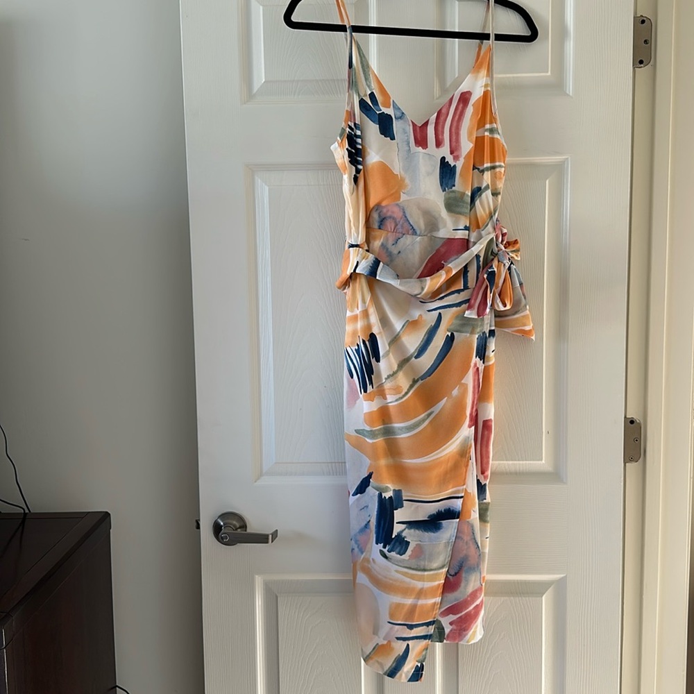 Spaghetti strap colorful dress wrap tie